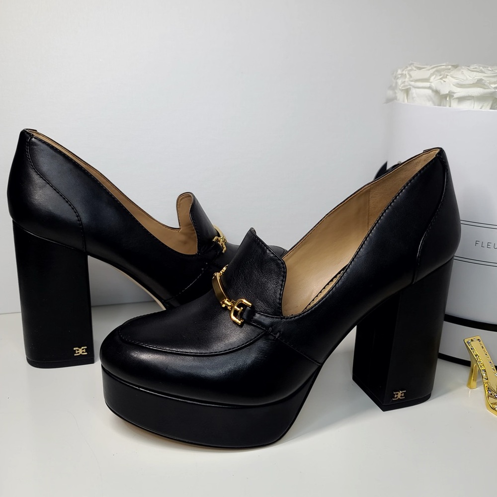 Sam Edelman Aurelie Platform Leather Loafer Block Heel
